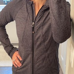 Athleta full-zip herringbone jacket black/gray